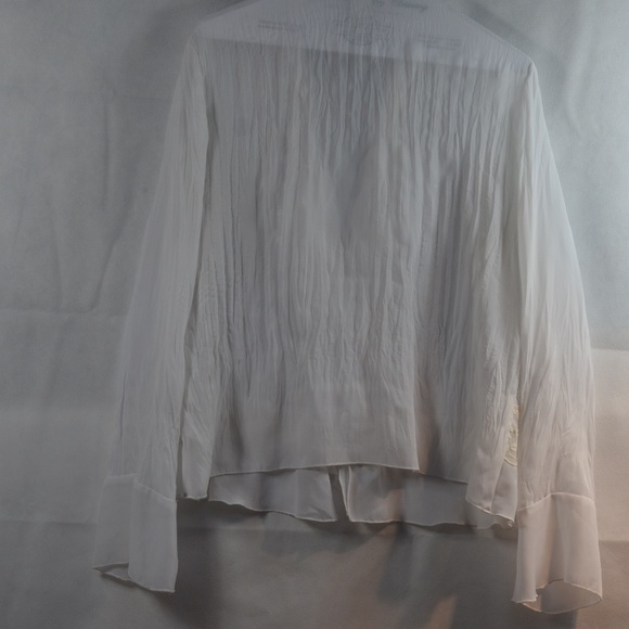 Light Chiffon Style White Blouse with Frills Allison Taylor SZ L - Picture 6 of 6